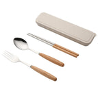 Three-piece set of wooden handle spoon fork chopsticks