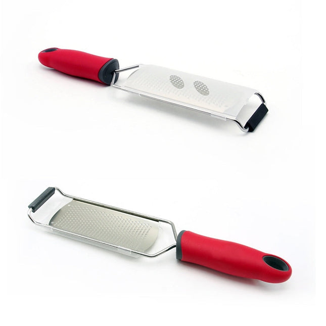 Cheese Grater Stainless Steel Blade Cheese Slicer Lemon Grater Chocolate Scraping Planer with Protective Cover, Cheese Grater (Red), Cheese Grater (Black)