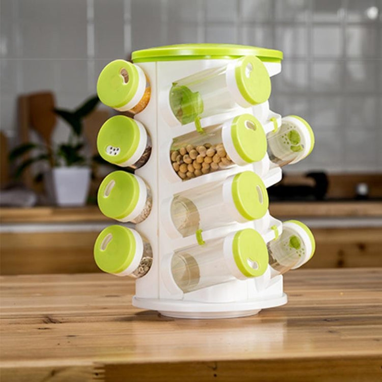 16pcs / Set Seasoning Cans Pepper Salt Cruet Plastic Bottle Kitchen Spice Jar Pepper Shaker Box Spice Rack Set, 16 in 1 Seasoning Cans