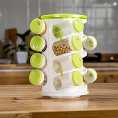 16pcs / Set Seasoning Cans Pepper Salt Cruet Plastic Bottle Kitchen Spice Jar Pepper Shaker Box Spice Rack Set, 16 in 1 Seasoning Cans