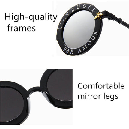 Women Vintage Round Frame Gradient Shades Sun Glasses, Transparent, Black Gray, Orange, Silver, Yellow, Pink, Black and Pink