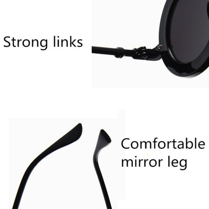 Women Vintage Round Frame Gradient Shades Sun Glasses, Transparent, Black Gray, Orange, Silver, Yellow, Pink, Black and Pink