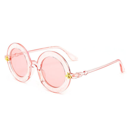 Women Vintage Round Frame Gradient Shades Sun Glasses, Transparent, Black Gray, Orange, Silver, Yellow, Pink, Black and Pink