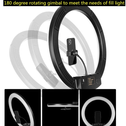 Dimmable Color Temperature LED Ring Fill Light Live Broadcast Set, 14 inch+Phone Clip With 2.1m Tripod Mount, CN Plug, 18 inch+ Phone Clip With 2.1m Tripod Mount, CN Plug, 18 inch+6 Phone Clips+Microphone Pole With 2.1m Tripod Mount, CN Plug