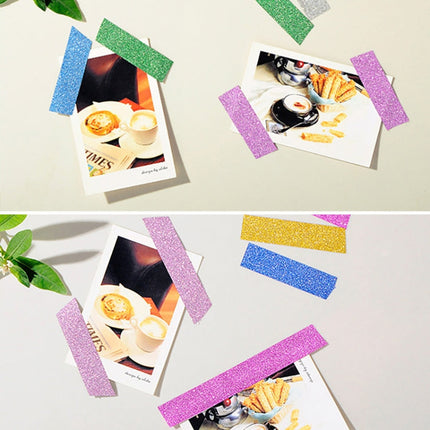 Flash Washi Sticky Paper Tape Label DIY Decorative Tape, Length: 10m, Golden Yellow, Rose Red, Sky Blue, Skin Pink, Orange, Green, Pink, Silver, Royal Blue, Coffee, Black, Floral, Light Gold, Jasper, Dark Blue