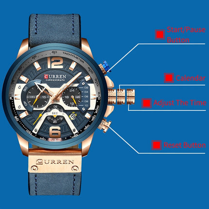 CURREN M8329 Casual Sport Leather Watch for Men