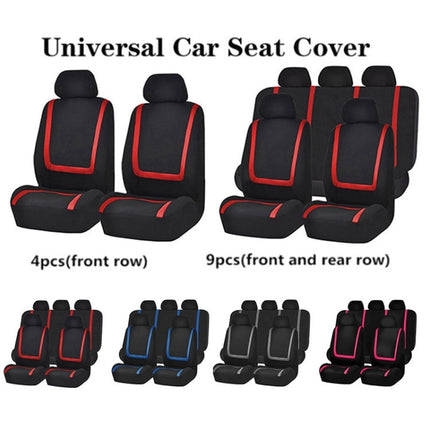 Universal Car Seat Cover Polyester Fabric Automobile Seat Covers Car Seat Cover Vehicle Seat Protector Interior Accessories, 4pcs Set Black, 4pcs Set Red, 4pcs Set Beige, 4pcs Set Gray, 4pcs Set Blue, 4pcs Set Pink, 9pcs Set Black, 9pcs Set Red        ...