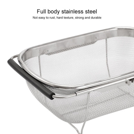 Stainless Steel Foldingf Filter Kitchen Tools Drainage Household Retractable Vegetable Fruit Basket, 24x34x11cm, 18x27x11cm