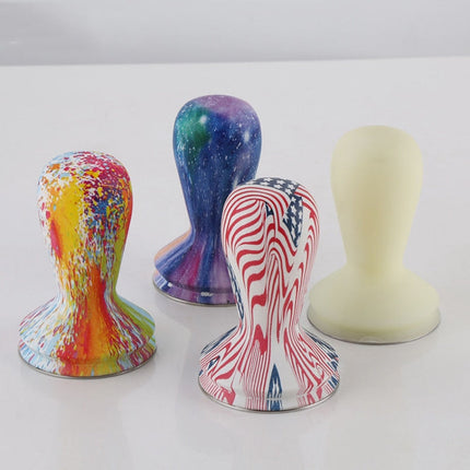 58mm Coffee Tamper Coloured Silicone Frosted Handle Coffee Hammer 304 Stainless Steel Powder Press Coffee Accessories, Starry Sky, Milk White