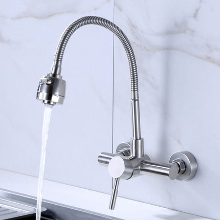 Stainless Steel Material Wall Mounted Kitchen Sink Mixer Faucet Free Rotation Hose Water Tap, Rotation Hose Water Tap