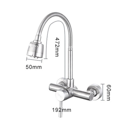 Stainless Steel Material Wall Mounted Kitchen Sink Mixer Faucet Free Rotation Hose Water Tap, Rotation Hose Water Tap
