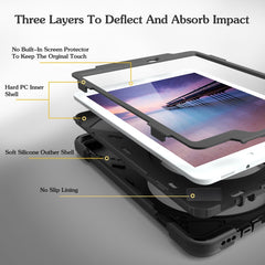 360 Degree Rotation Silicone Protective Cover with Holder and Hand Strap and Long Strap, for iPad 9.7 (2017) & (2018), for iPad Pro 9.7, for iPad 6 / iPad Air 2, for iPad 5 / iPad Air, for iPad 2 / 3 / 4, for iPad mini 1 / 2 / 3