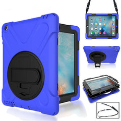 360 Degree Rotation Silicone Protective Cover with Holder and Hand Strap and Long Strap, for iPad 9.7 (2017) & (2018), for iPad Pro 9.7, for iPad 6 / iPad Air 2, for iPad 5 / iPad Air, for iPad 2 / 3 / 4, for iPad mini 1 / 2 / 3