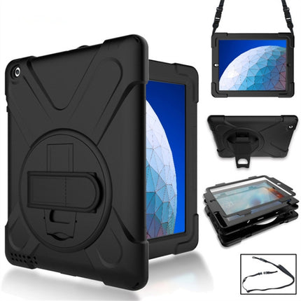 360 Degree Rotation Silicone Protective Cover with Holder and Hand Strap and Long Strap, for iPad 9.7 (2017) & (2018), for iPad Pro 9.7, for iPad 6 / iPad Air 2, for iPad 5 / iPad Air, for iPad Pro Air 3 10.5 （2019）, for iPad Pro 12.9 (2018)�����������...