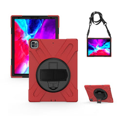 360 Degree Rotation Silicone Protective Cover with Holder and Hand Strap and Long Strap, for iPad 9.7 (2017) & (2018), for iPad Pro 9.7, for iPad 6 / iPad Air 2, for iPad 5 / iPad Air, for iPad Pro Air 3 10.5 （2019）, for iPad Pro 12.9 (2018)�����������...