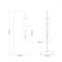 16W Magnetic Levitation Decoration Technology Toy Bend LED Floating Bulb Home Table Lamp, Black