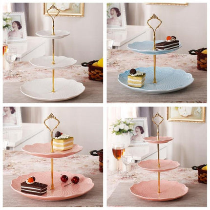 1 Set Sweets Candy Cupcake Tray Wedding Party Cake Display Stand Zinc Alloy Golden Tone cake stand