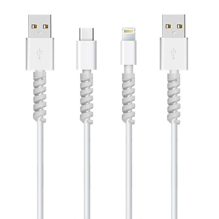 4pcs Spiral Style Silicone Data Cable Protective Cover Anti-wire Break Winder
