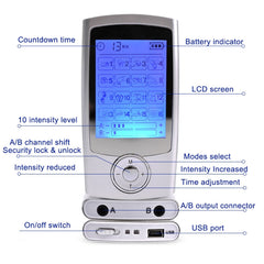 16 Mode Digital Electronic Pulse Massager Muscle Stimulator Pain Relief Machine