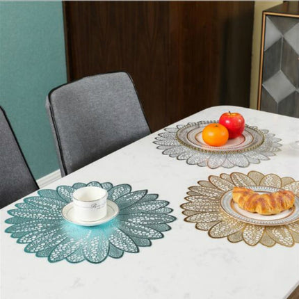Sunflower Shape Household Fashion PVC Dining Table Placemat Europe Style Kitchen Tools Tableware Pad Coaster Coffee Tea Place Mat