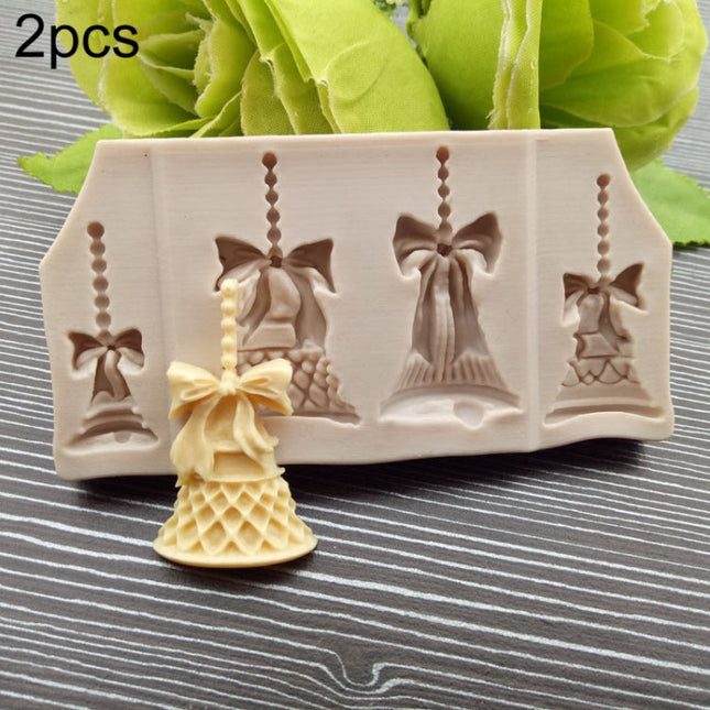 2 PCS Christmas Bells Chocolate Candy Cookie Cake Decorating Tools DIY Baking Fondant Food Grade Silicone Mold, Christmas Bells