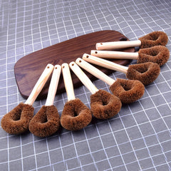 10 PCS Natural Coconut Palm Non-stick Oil Long Handle Pot Brush Cleaning Brush Kitchen Cleaning Tool
