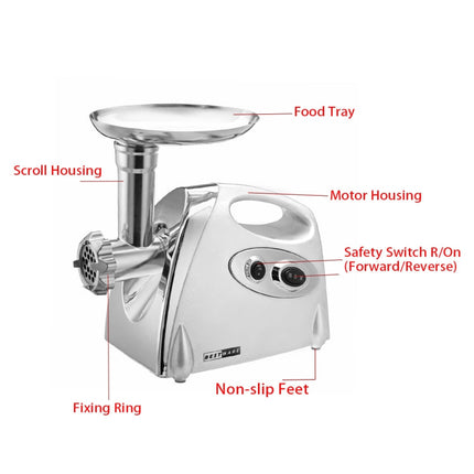 MGB -120A 250W Household Electric Multi-function Stainless Steel Kitchen Sausage Twisting Machine Meat Grinder, MGB -120A White, MGB -120A Black