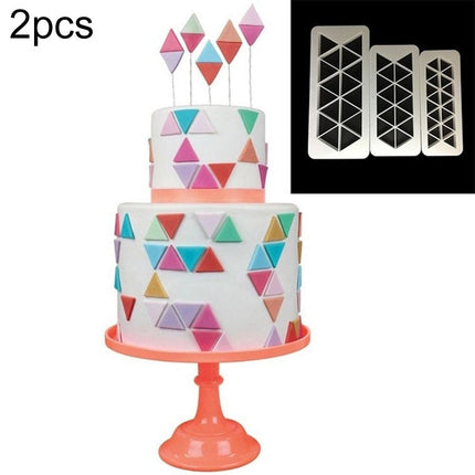 2 PCS Chocolate Cake Geometric Puzzle Embossed Strip Foundation Shape Graphic Biscuit Mold Stamping Tool, Four-sided Diamond, Jigsaw, Hexagon, Square, Regular Triangle, Oblique Triangle