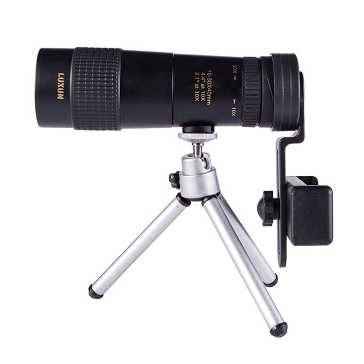 LUXUN 10-30x40 Single-Cylinder HD High-Power Telescope Mobile Phone Mini Telescope, Telescope & Phone Clip & Tripod