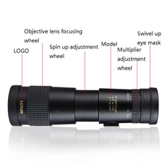 LUXUN 10-30x40 Single-Cylinder HD High-Power Telescope Mobile Phone Mini Telescope, Telescope & Phone Clip & Tripod