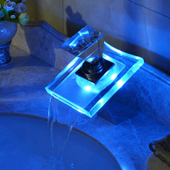 LED Waterfall Faucet Colorful Temperature Control Color-changing Anti-scalding Faucet, Color-changing Faucet