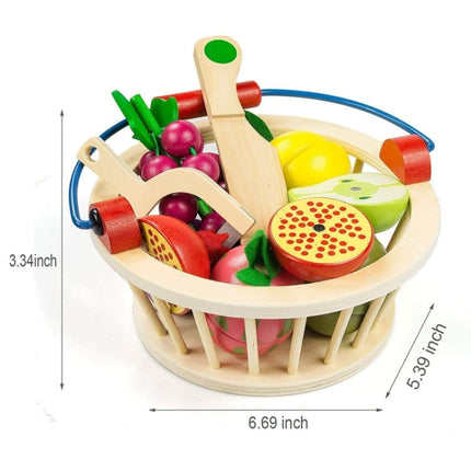 Children Wooden Magnetic Cut fruit and Vegetables Baby Cut Music Play House Kitchen Toys, YLB-14 PCS Vegetable Basket, YLB-12 PCS Fruit Basket