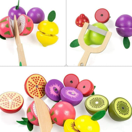 Children Wooden Magnetic Cut fruit and Vegetables Baby Cut Music Play House Kitchen Toys, YLB-14 PCS Vegetable Basket, YLB-12 PCS Fruit Basket