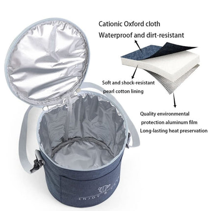 Round Lunch Bag Insulated Lunch Box Foldable & Portable Lunch Tote, L, M