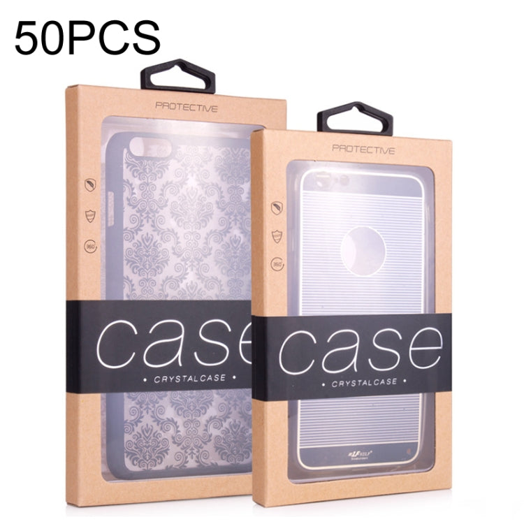 50 PCS Kraft Paper Phone Case Leather Case Packaging Box, L 5.8-6.7 Inch, S 4.7 Inch