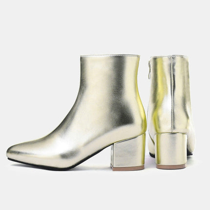 Autumn  Winter Glitter Square Heel Pointed Low-Top Women Boots, 32, 33, 34, 35, 36, 37, 38, 39