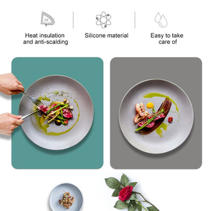 Nordic Style Food Grade Silicone Pad Tableware Environmental Insulation Pad Placemat, Green, Orange, Beige, Sky Blue, Dark Gray