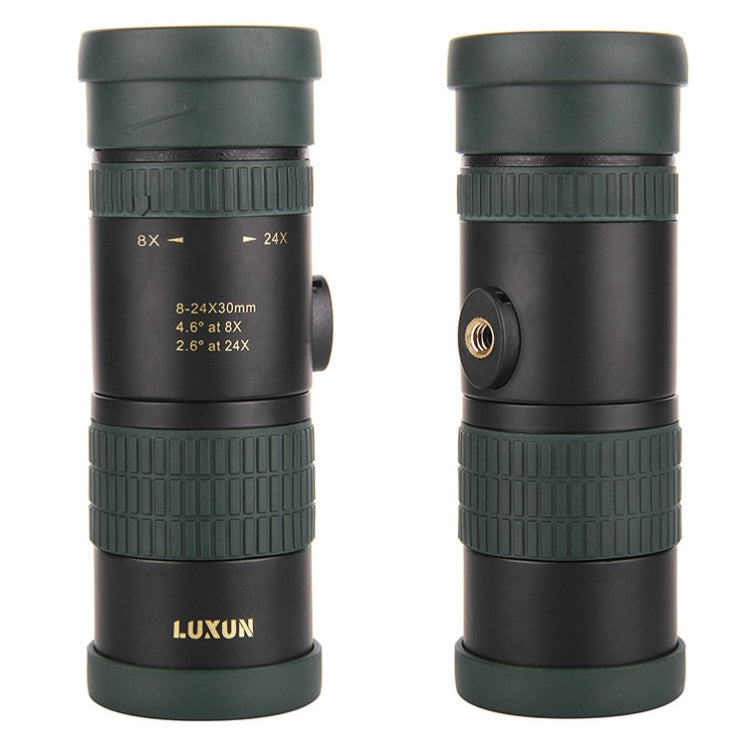 LUXUN 8-24X30 Shimmer Night Vision Single-Cylinder Variation Telescope with Phone Clip & Tripod, with Phone Clip & Tripod