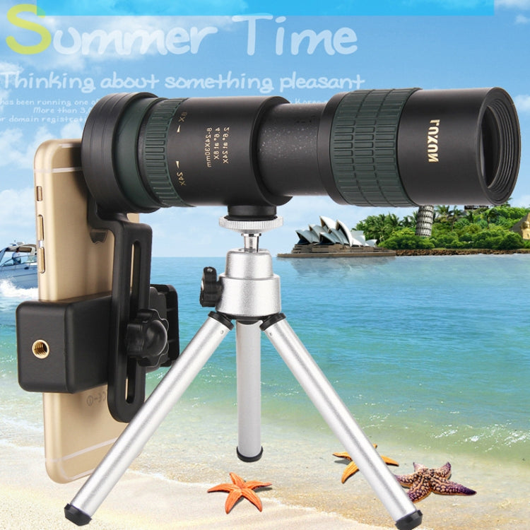 LUXUN 8-24X30 Shimmer Night Vision Single-Cylinder Variation Telescope with Phone Clip & Tripod, with Phone Clip & Tripod