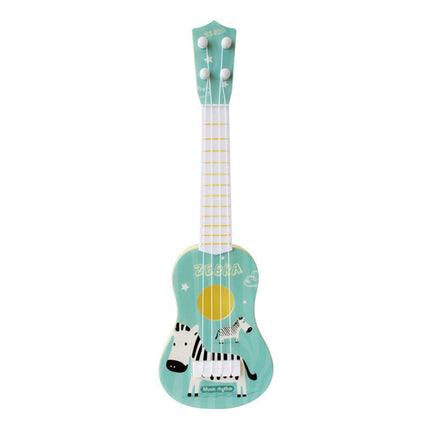 Small Simulation Musical Instrument Mini Four Strings Playable Ukulele Early Childhood Education Music Toy, Pink Rabbit, Light Blue Zebra, Pink Giraffe, Yellow Dinosaur, Blue Bear