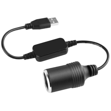 Car Converter Adapter Wired Controller USB to Cigarette Lighter Socket 5V to 12V Boost Power Adapter Cable, 30cm USB