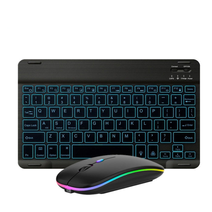 10 Inch RGB Colorful Backlit Bluetooth Keyboard And Mouse Set For Mobile Phone / Tablet, Black, White