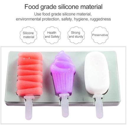 Silicone Cartoon Homemade Handmade DIY Ice Cream Popsicle Mould with Lid, Color Random Delivery, Fruit Woodpecker, Ice Cream, Snowman Hippo Bunny