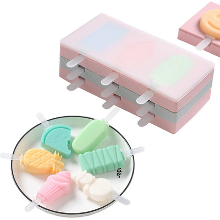 Silicone Cartoon Homemade Handmade DIY Ice Cream Popsicle Mould with Lid, Color Random Delivery, Fruit Woodpecker, Ice Cream, Snowman Hippo Bunny