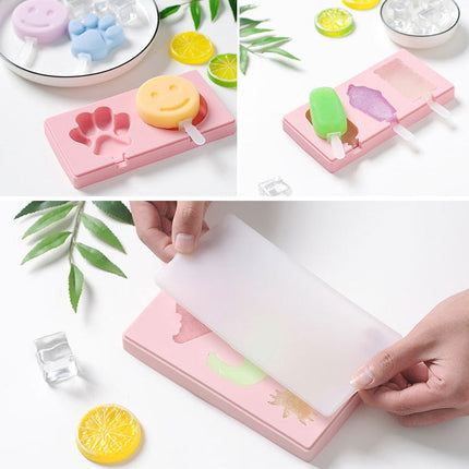 Silicone Cartoon Homemade Handmade DIY Ice Cream Popsicle Mould with Lid, Color Random Delivery, Fruit Woodpecker, Ice Cream, Snowman Hippo Bunny