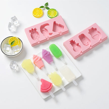 Silicone Cartoon Homemade Handmade DIY Ice Cream Popsicle Mould with Lid, Color Random Delivery, Fruit Woodpecker, Ice Cream, Snowman Hippo Bunny