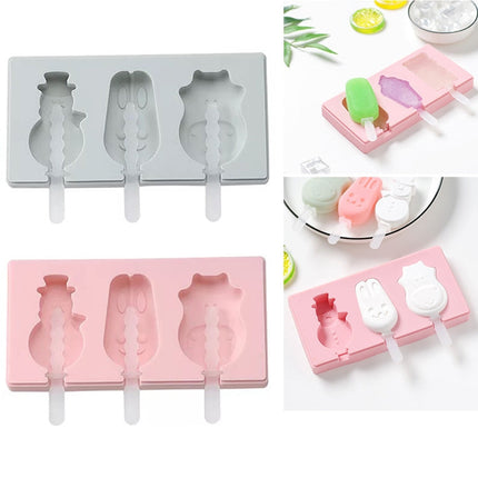 Silicone Cartoon Homemade Handmade DIY Ice Cream Popsicle Mould with Lid, Color Random Delivery, Fruit Woodpecker, Ice Cream, Snowman Hippo Bunny