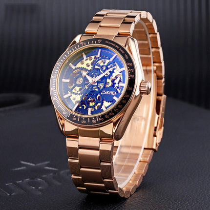 SKMEI 9194 Men Automatic Skeleton Mechanical Steel Band Watch