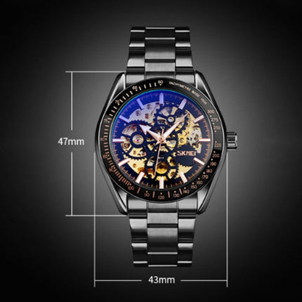 SKMEI 9194 Men Automatic Skeleton Mechanical Steel Band Watch