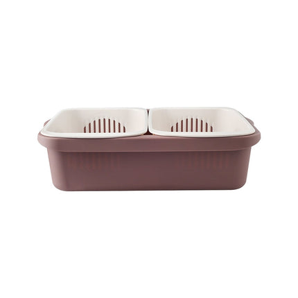 Double-layer Classification Square Drain Basket Kitchen Household Plastic Fruit and Vegetable Basket